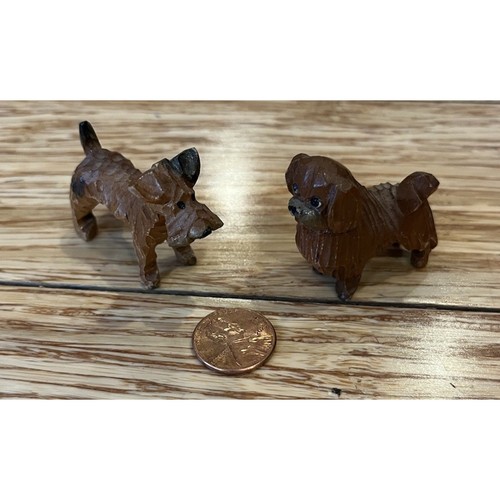 Vtg hand carved dogs - hand,